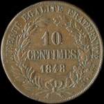 Pièce de 10 centimes 1848 - 3ème Concours de Rogat  - cuivre - revers
