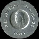 Pièce de 10 centimes 1909 - essai de Rude - aluminium - avers