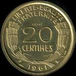 Pièce de 20 centimes 1961 - Concours de Cochet - revers