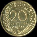 Pièce de 20 centimes 1961 - Concours de Dieudonné - revers