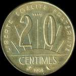 Pièce de 20 centimes 1961 - Concours de Rousseau - revers