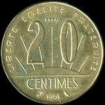 Pi�ce de 20 centimes 1961 - Concours de Rousseau - revers