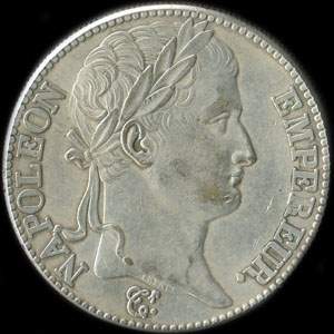 Fausse pièce de 5 francs Napoléon Empereur 1814Q - avers