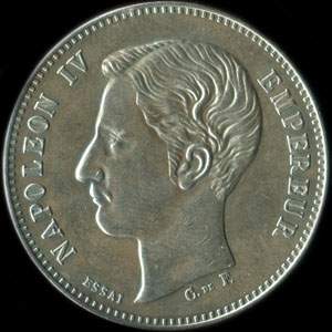 Fausse pi�ce de 5 francs Napol�on IV Empereur 1874 essai - avers
