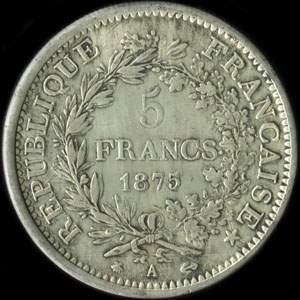 Fausse pi�ce de 5 francs Hercule 1875A - revers