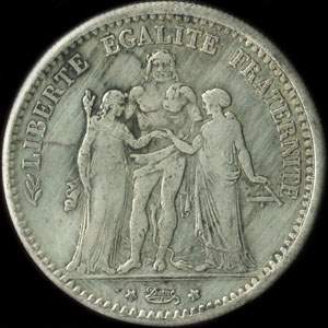 Fausse pi�ce de 5 francs Hercule 1875A - avers