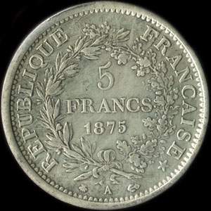 Fausse pi�ce de 5 francs Hercule 1875A - revers