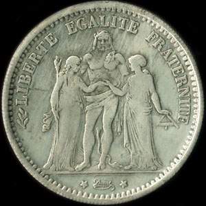 Fausse pi�ce de 5 francs Hercule 1875A - avers