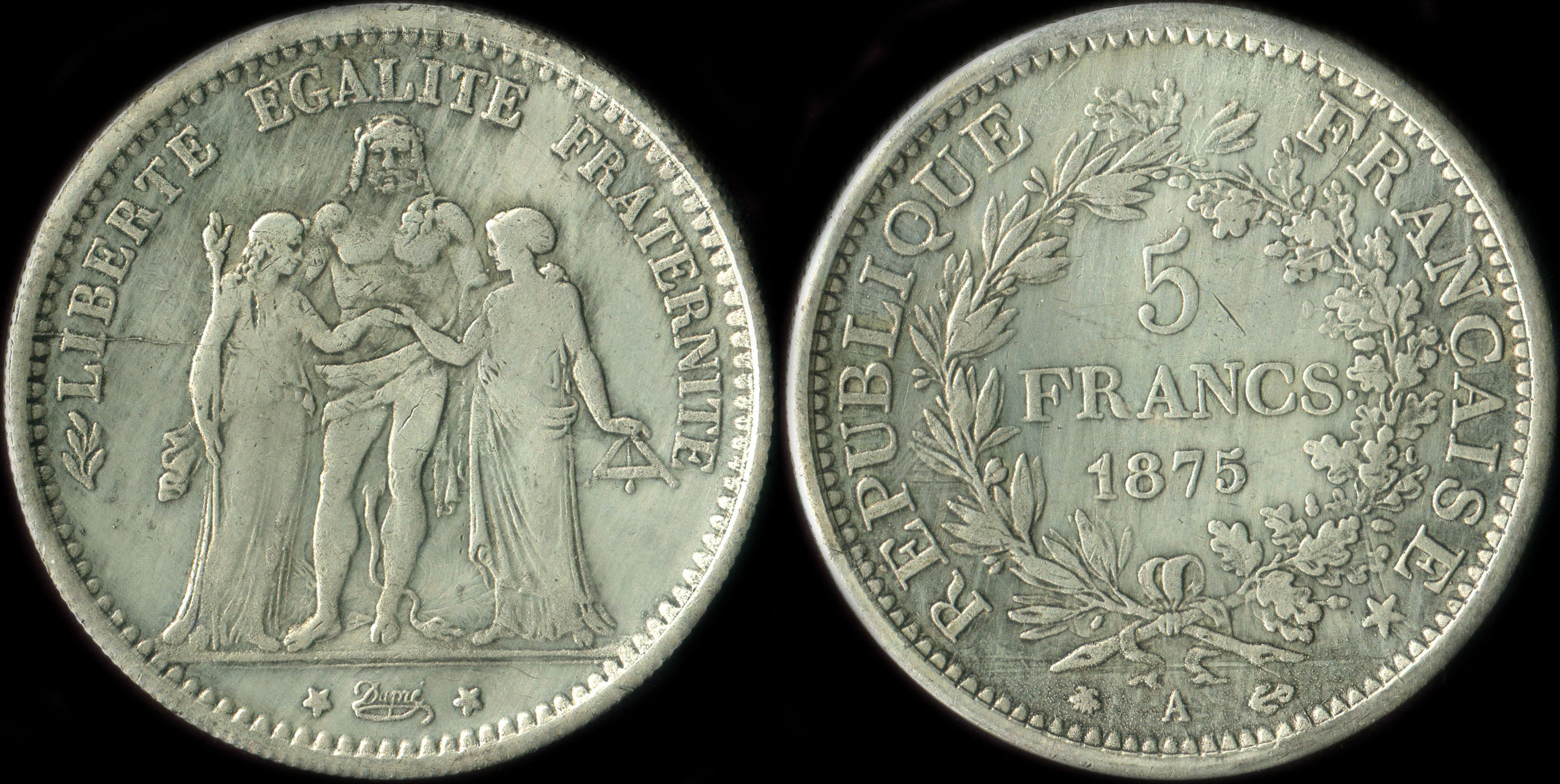 Fausse pi�ce de 5 francs Hercule 1875A - exemplaire 3