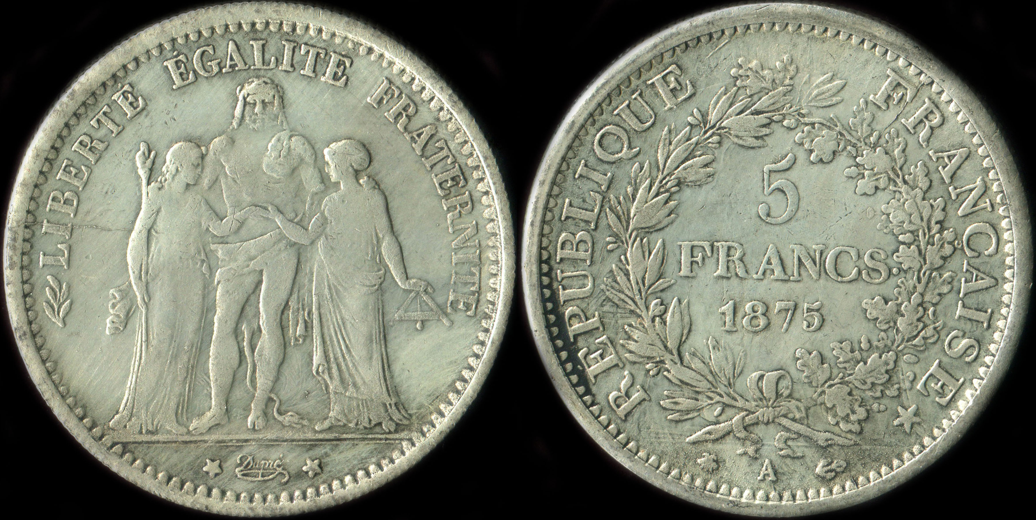 Fausse pice de 5 francs Hercule 1875A - exemplaire 4