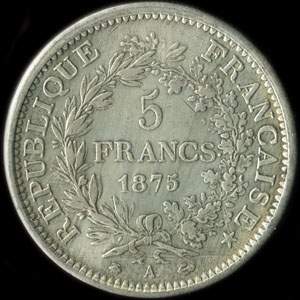 Fausse pi�ce de 5 francs Hercule 1875A - revers