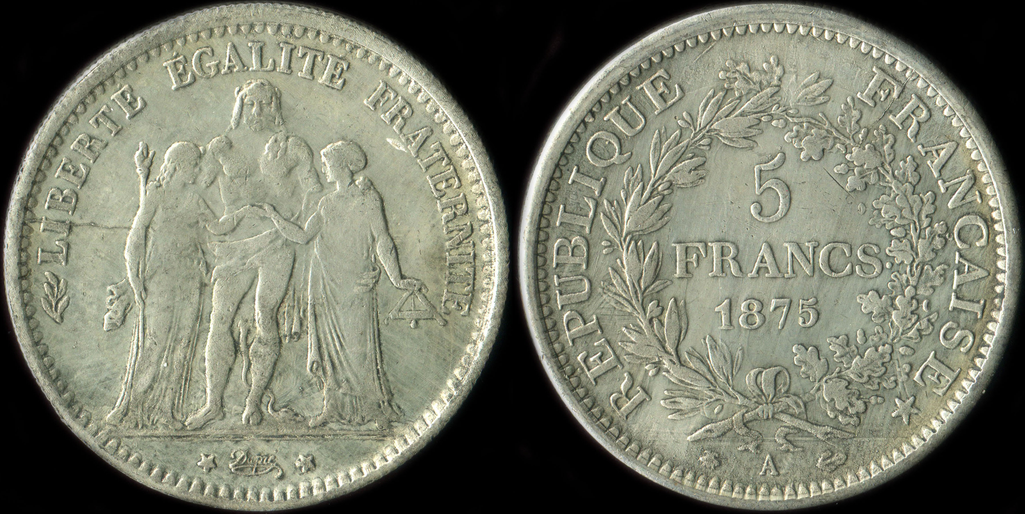 Fausse pice de 5 francs Hercule 1875A - exemplaire 5
