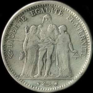 Fausse pi�ce de 5 francs Hercule 1875A - avers