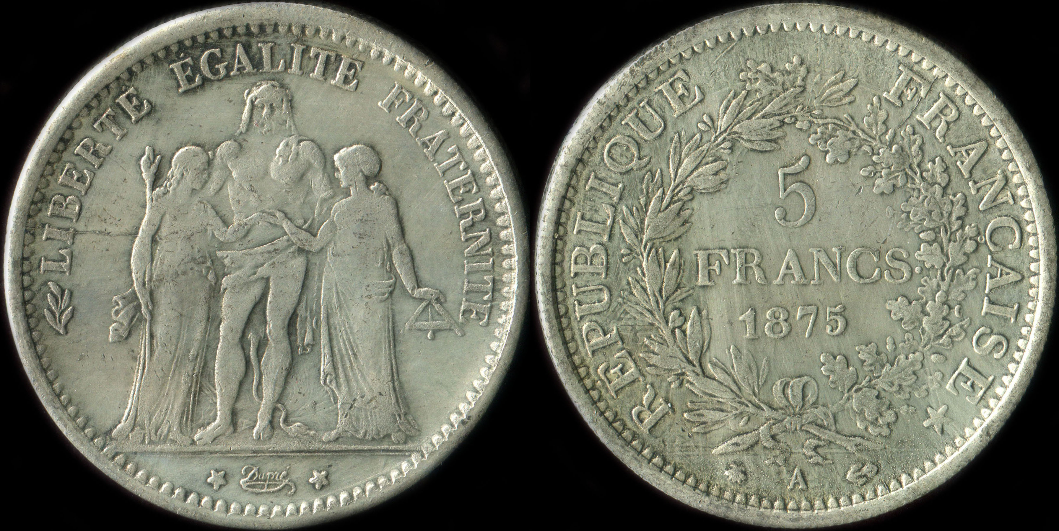 Fausse pice de 5 francs Hercule 1875A - exemplaire 6