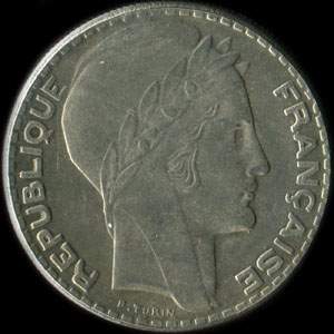 Fausse pi�ce de 10 francs Turin argent 1936 - avers