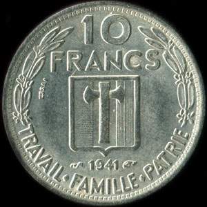 Fausse pi�ce de 10 francs 1941 Concours de Delannoy  - revers