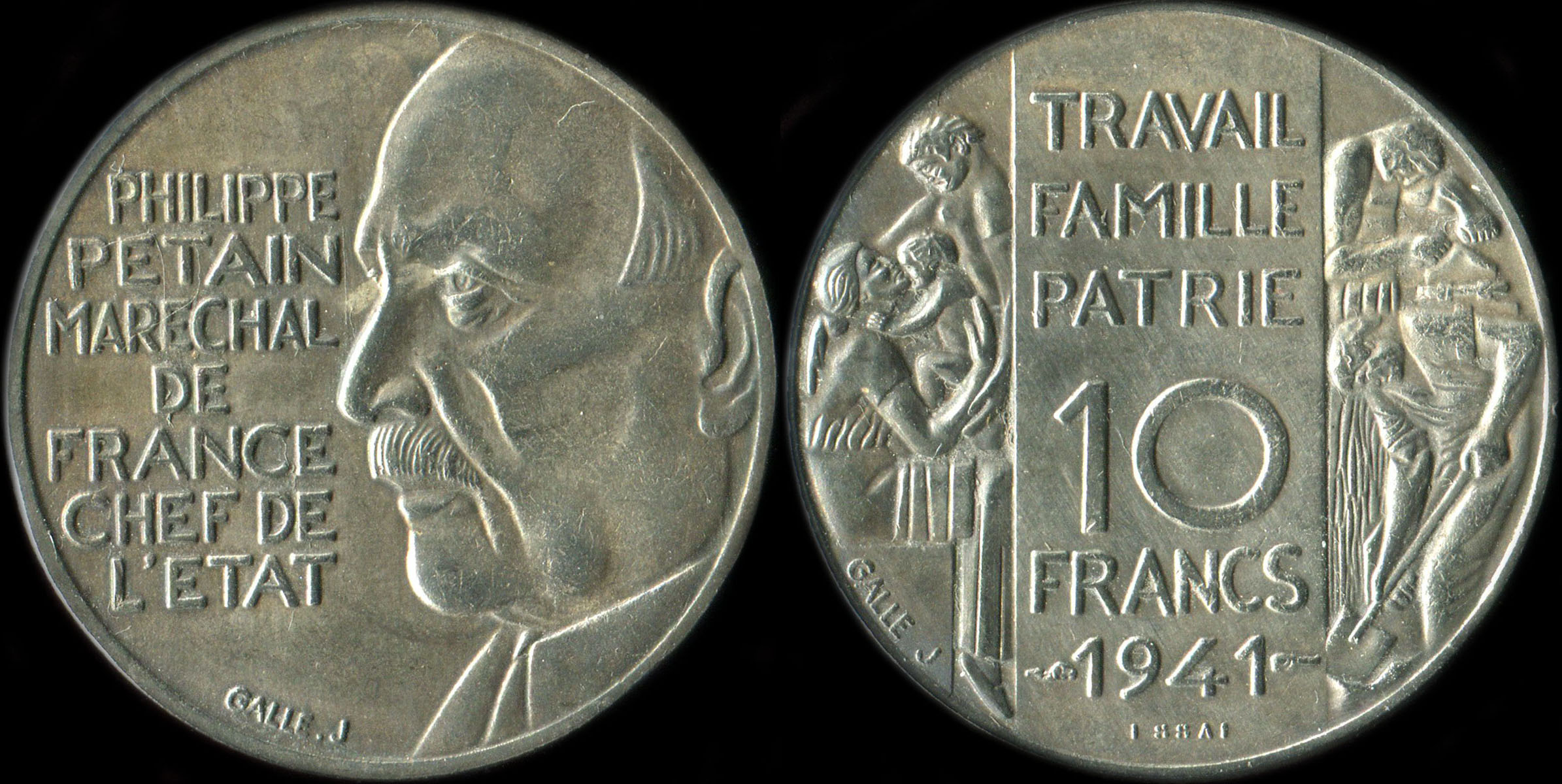 Fausse pice de 10 francs 1941 Concours de Galle