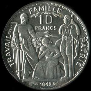 Fausse pi�ce de 10 francs 1943 Concours de Bazor/V�zien - revers