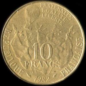 Fausse pi�ce de 10 francs Gambetta 1982 - revers