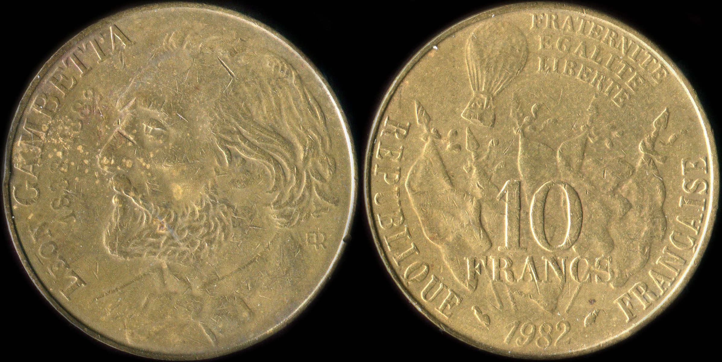 Fausse pice de 10 francs Gambetta 1982