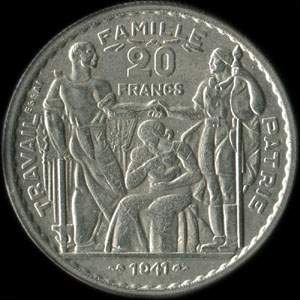 Fausse pi�ce de 20 francs 1941 Concours de V�zien - revers