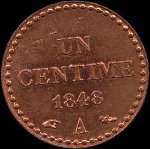 Pièce de 1 centime Dupré - 2ème République 1848A