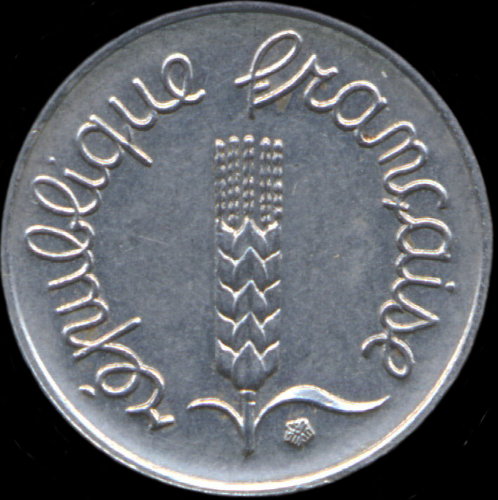 Pièce de 1 centime Epi 1965 avec caractères fins