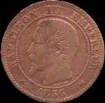 Avers pi�ce 2 centimes Napol�on III t�te nue 1856B