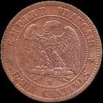 Revers pi�ce 2 centimes Napol�on III t�te nue 1856B
