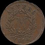 Avers pièce 5 centimes Napoléon 1er 1814V - Type avec V au dessus du ruban