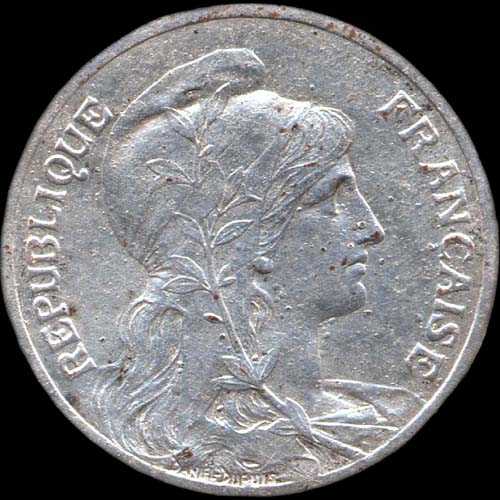 Avers variante 5 centimes Dupuis 1898 flan bronze argent�