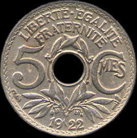 5 centimes Lindauer 1922 normale