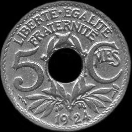 5 centimes Lindauer 1924 avec marque de l'atelier de Poissy