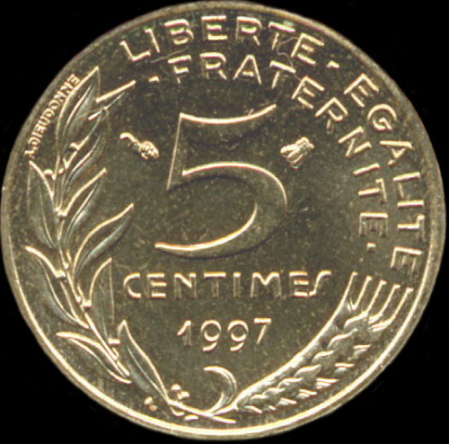 5 centimes Marianne 1997 abeille normale