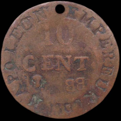 10 centimes 1808BB avec BB inversé - revers