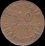 Pièce de 10 centimes 1814R Anvers - Louis XVIII - LL Large - revers