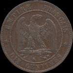 Pièce de 10 centimes 1854K Napoléon III Empereur tête nue - revers