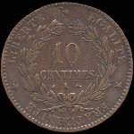 Pièce de 10 centimes 1870A Cérès - République française - Gouvernement de Défense nationale - revers