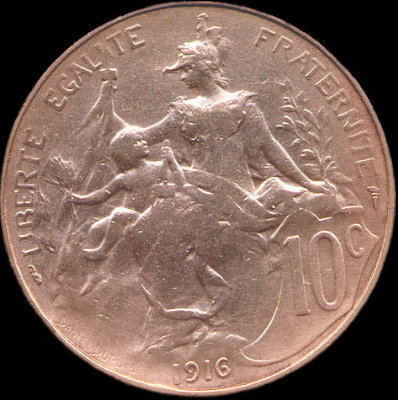 10 centimes 1916 type courant