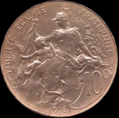 10 centimes 1916 avec varinate étoile *