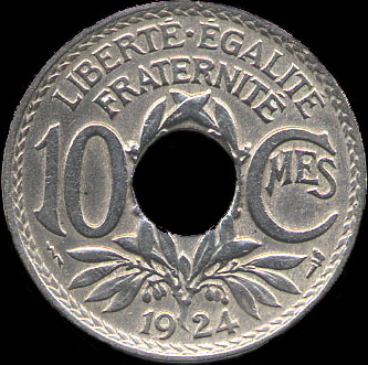 10 centimes 1924 avec variante Poissy