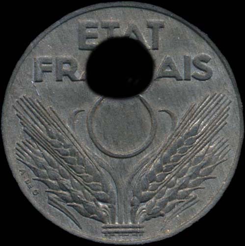10 centimes 1941 avec trou d�cal� - avers