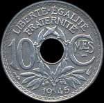 Pièce de 10 centimes à trou 1945 Lindauer - R F - revers