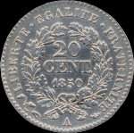 Pièce de 20 centimes Cérès 1850A - revers