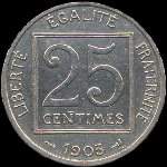 Pi�ce de 25 centimes Patey type 1 R�publique fran�aise - 1903 - revers