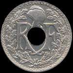 Pièce de 25 centimes Lindauer à trou - R F - 1914 - avers
