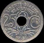Pièce de 25 centimes Lindauer à trou - R F - 1931 - revers