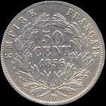 Pièce de 50 centimes Napoléon III Empereur tête nue - 1856D - revers