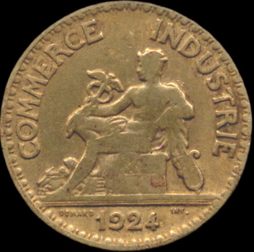Pièce Chambre de Commerce 50 centimes 1924 avec 4 fermé