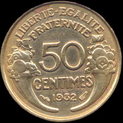 Variante de 50 centimes Morlon 1932 avec 2 et 9 ouverts